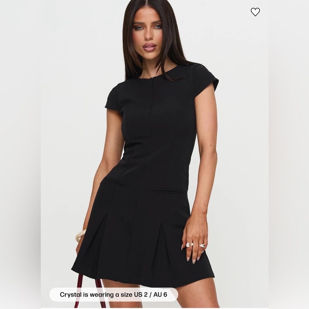 NWT PRINCESS POLLY Kolette Pleat Mini Black Dress Size 2